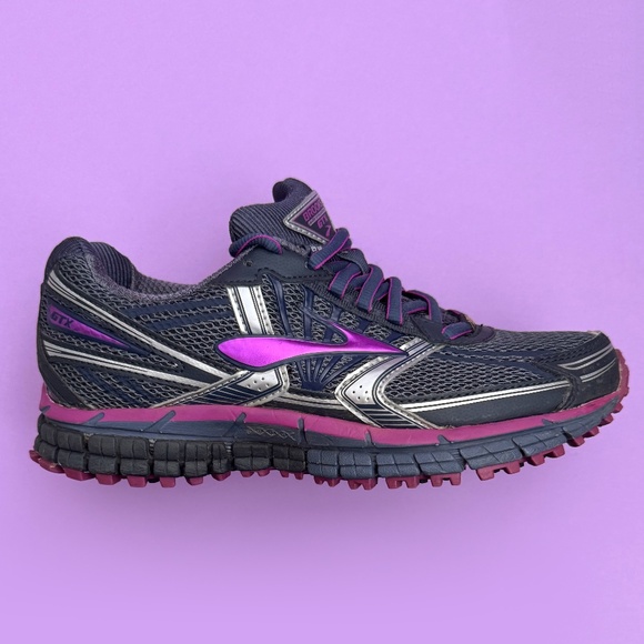 Brooks Adrenaline ASR 11 GTX Athletic Running Sneakers Gray/Purple Size 7 (B) - Picture 1 of 11